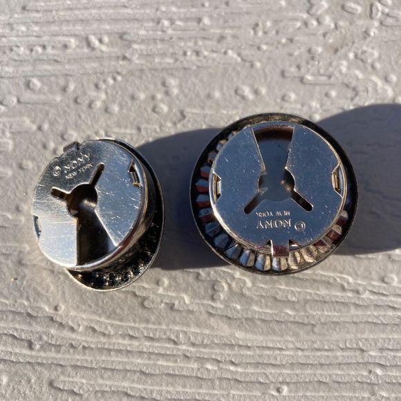 NONY Button Covers silvertone blue stones set of 2 vintage - Picture 2 of 5